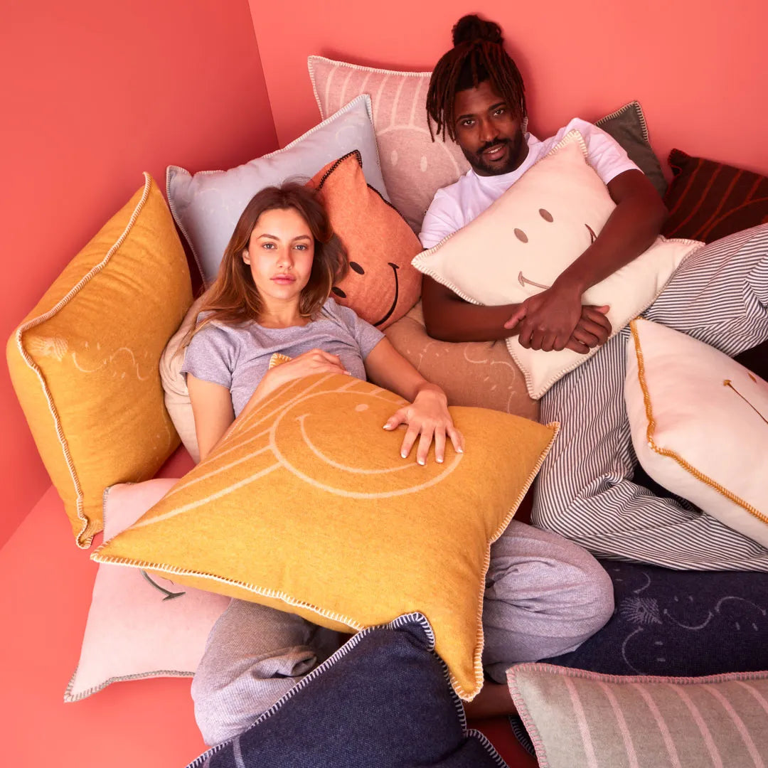 Biancoperla x Smiley® Bamboo Square Decorative Cushion