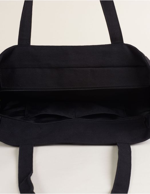 Collab Smiley + Embroidered Canvas Bag - Black - U