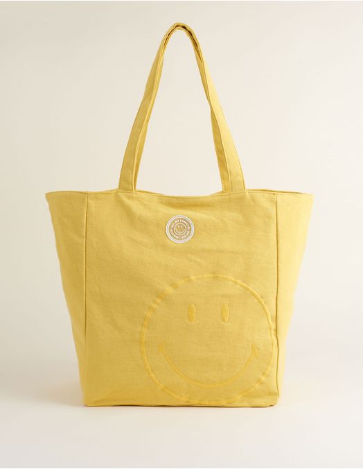 Collab Smiley + Embroidered Canvas Bag - Yellow - U
