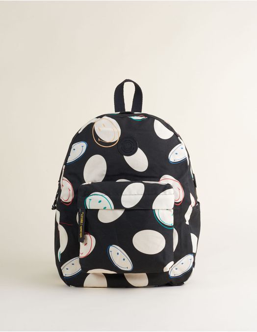 Collab Smiley + Printed Canvas Backpack - Unique