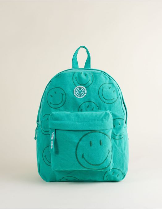 Collab Smiley + Embroidered Canvas Backpack - Green - U