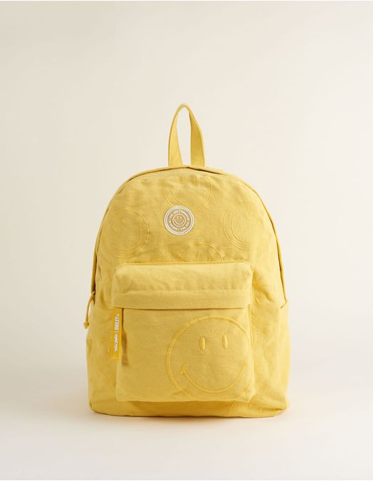 Collab Smiley + Embroidered Canvas Backpack - Yellow - U