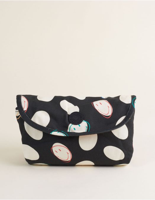 Collab Smiley + Printed Two-Compartment Toiletry Bag - Unique