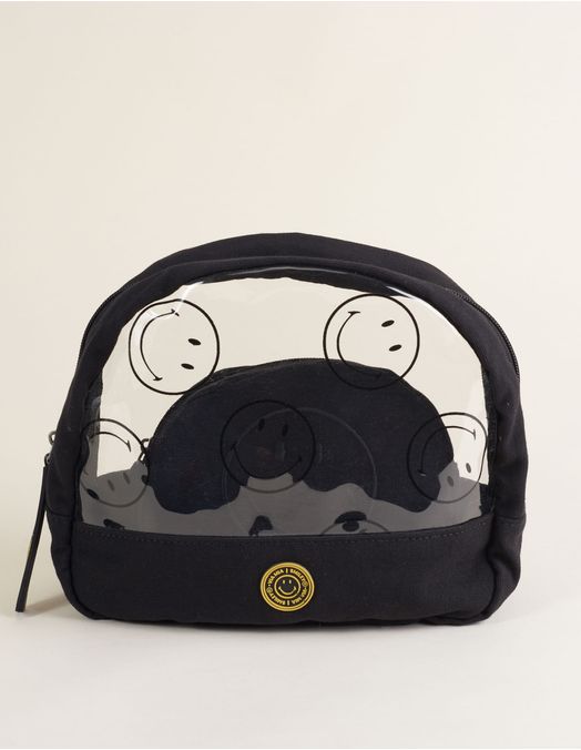 Collab Smiley + Embroidered Toiletry Kit - Black - U