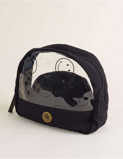 Collab Smiley + Embroidered Toiletry Kit - Black - U