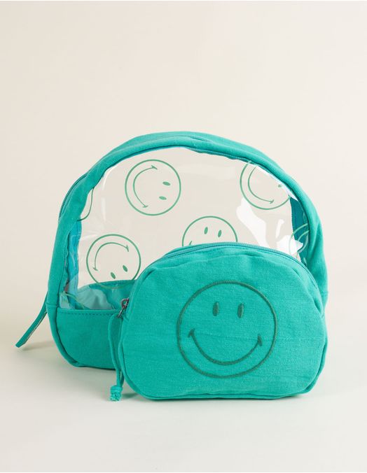 Collab Smiley + Embroidered Toiletry Kit - Green - U
