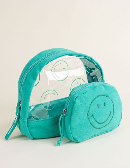 Collab Smiley + Embroidered Toiletry Kit - Green - U