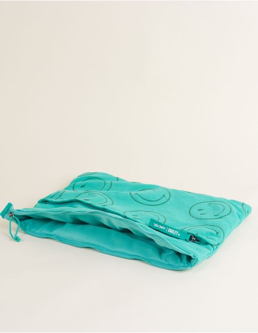 Collab Smiley + Embroidered Canvas Laptop Bag - Green - U