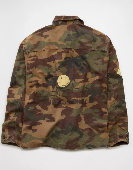 AE | Smiley® Military Camo Trucker Jacket