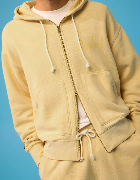 AE | Smiley® Graphic Fleece Full-Zip Sweatshirt