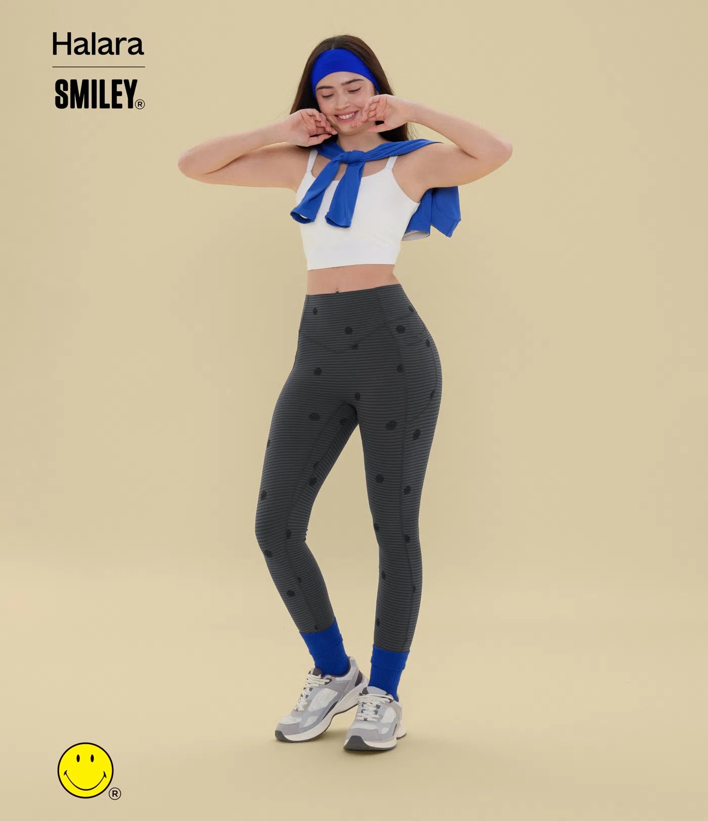 Halara X Smiley® Halara UltraSculpt™ Stripe Print High Waisted Scrunch Butt Lifting Tummy Control Training Leggings with Pockets