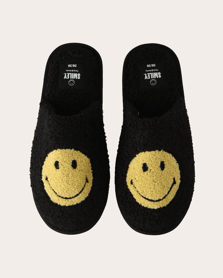 Men's fluffy slippers - black | The Smiley Company