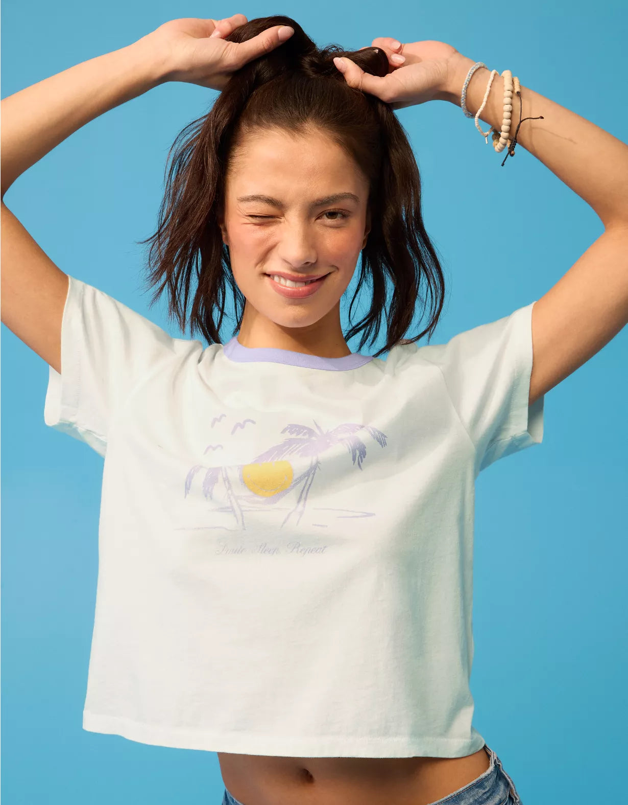 AE | Smiley® Cropped Graphic T-Shirt