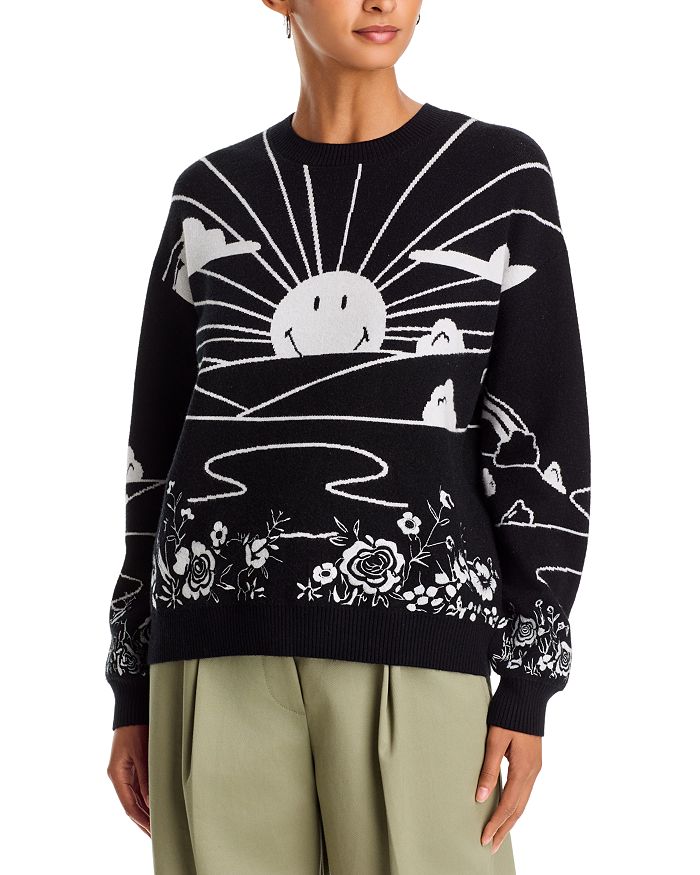 Smiley Sunset Landscape Crewneck Sweater- Exclusive
