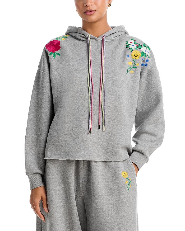 Cotton Blend Floral Embroidered Hoodie - Exclusive