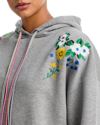 Cotton Blend Floral Embroidered Hoodie - Exclusive