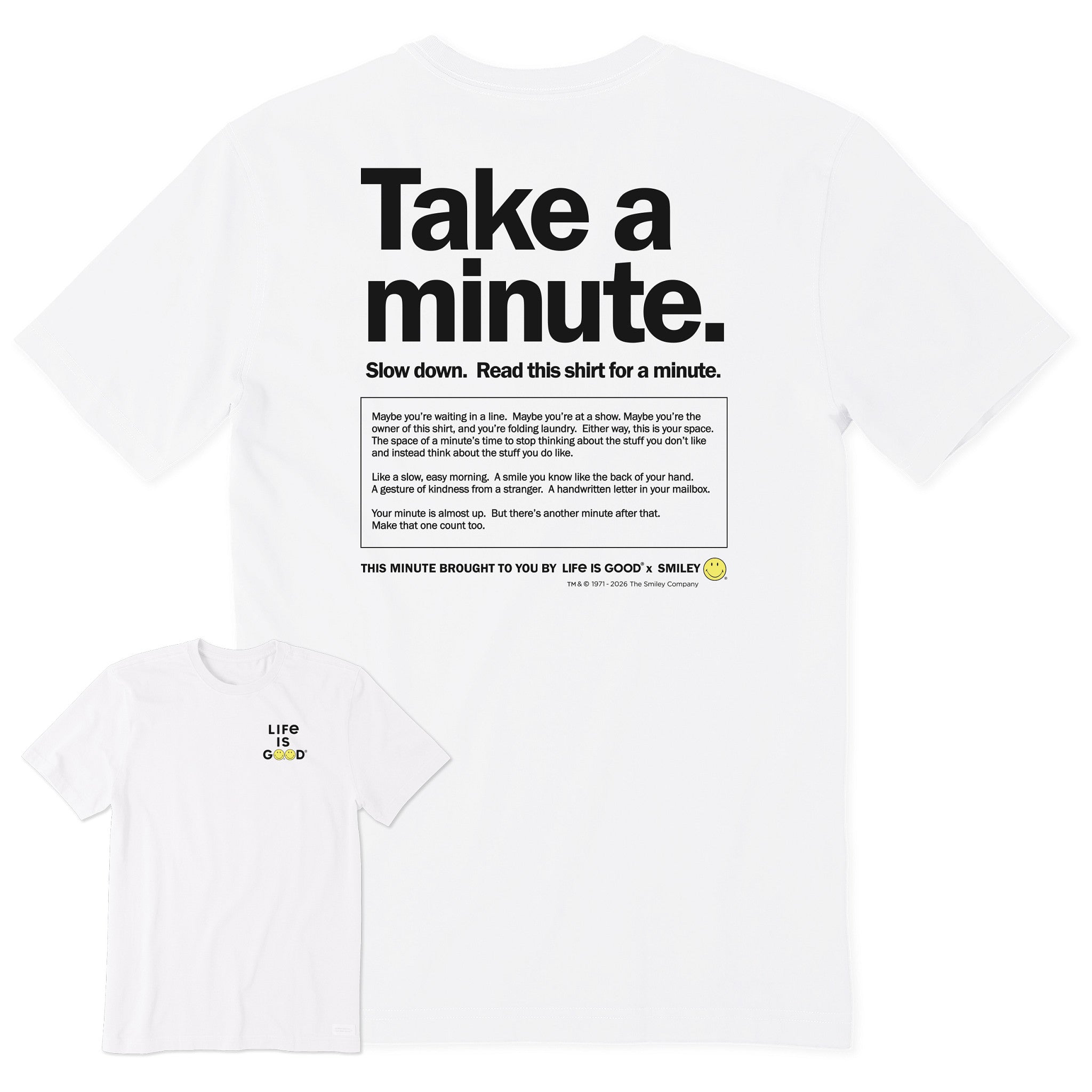 Men's LIG X Smiley Take a Minute Short Sleeve Crusher Tee