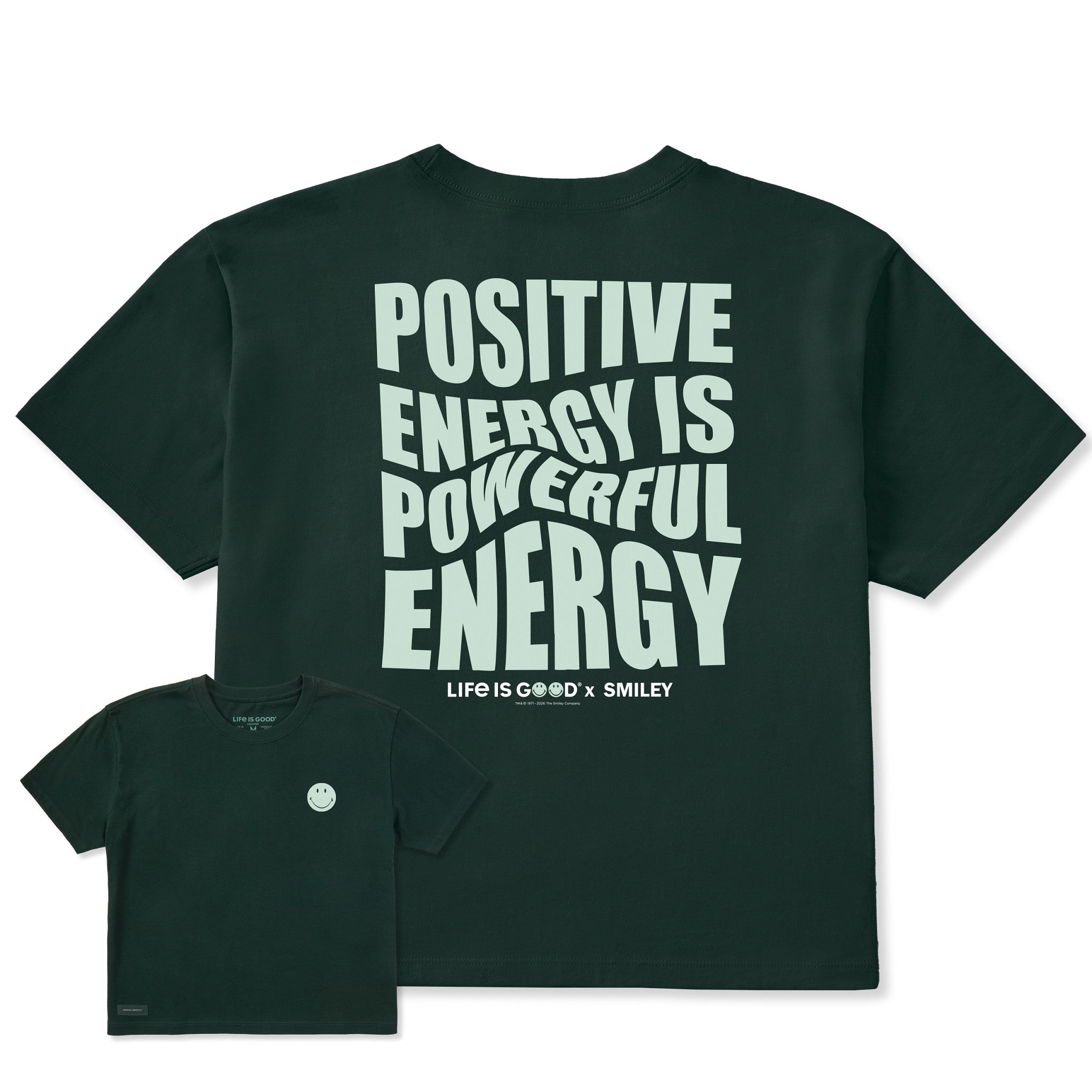Women's LIG X Smiley Positive Energy Short Sleeve Crusher Boxy Tee