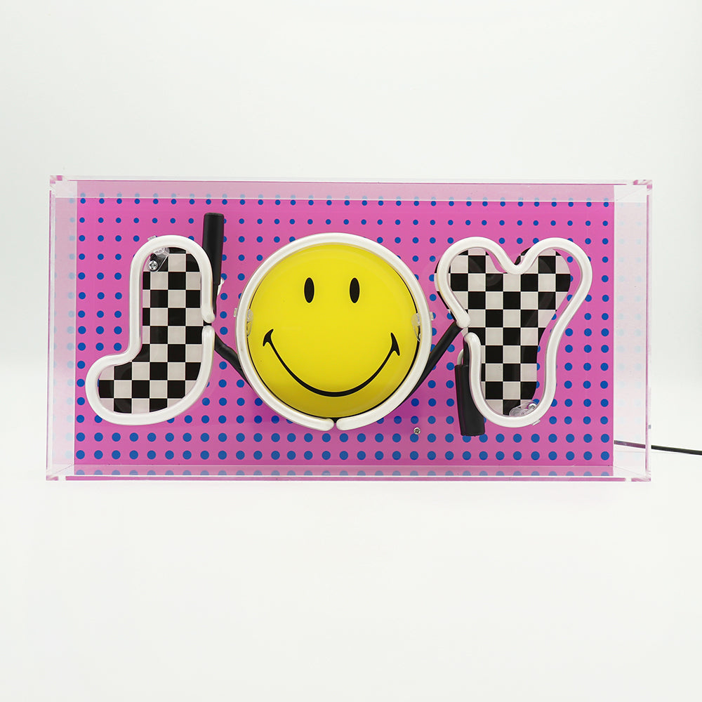 Joy Pink: The Original Smiley Acrylic Box Glass Neon