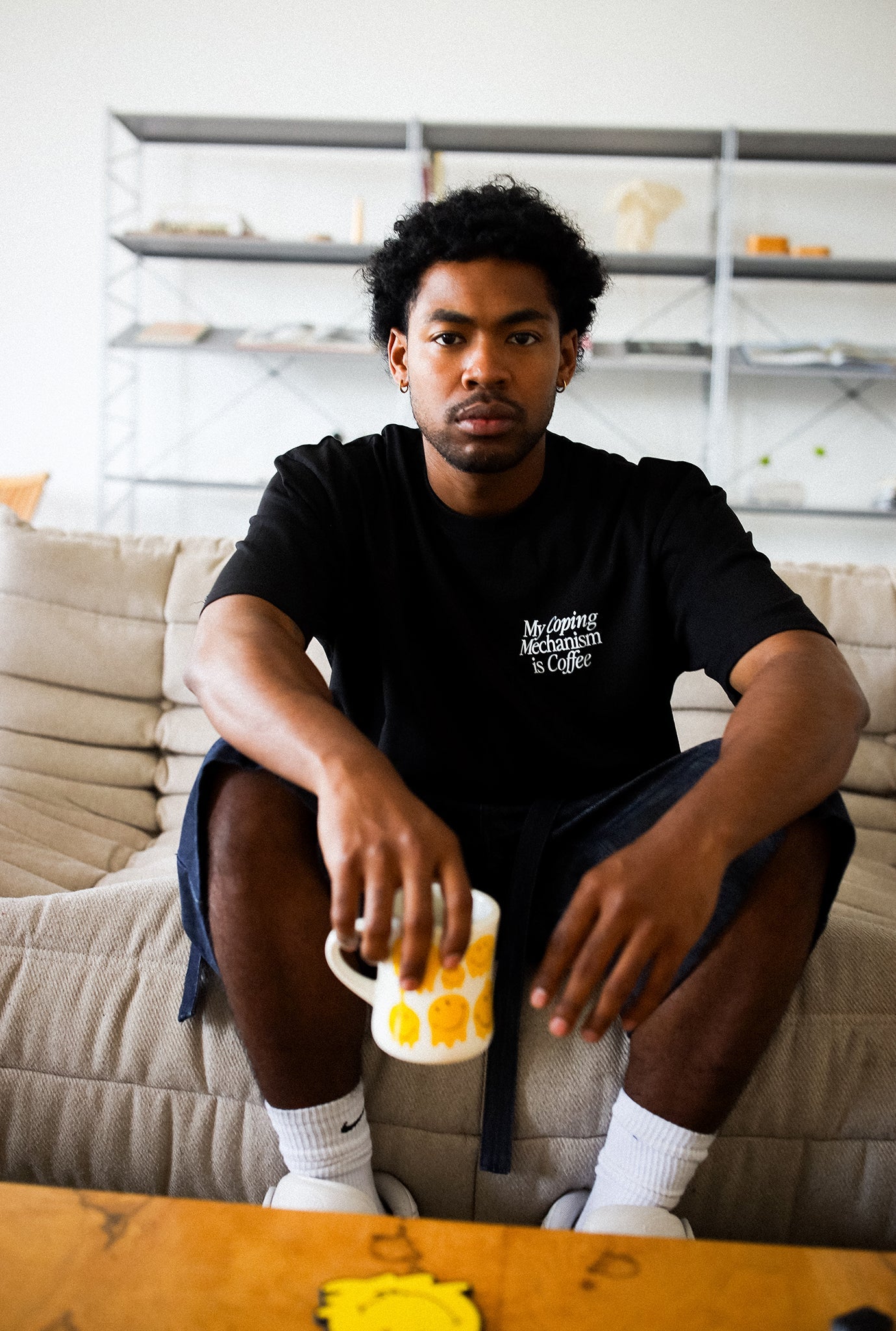 P/C x Smiley®: My Coping Mechanism is Coffee Heavyweight T-Shirt - Black