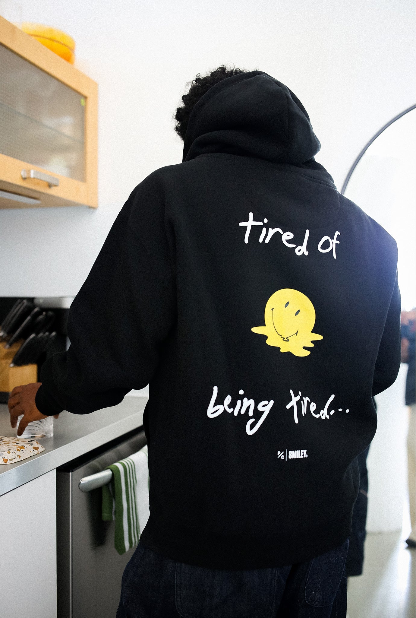 P/C x Smiley®: Tired of Being Tired Heavyweight Hoodie - Black