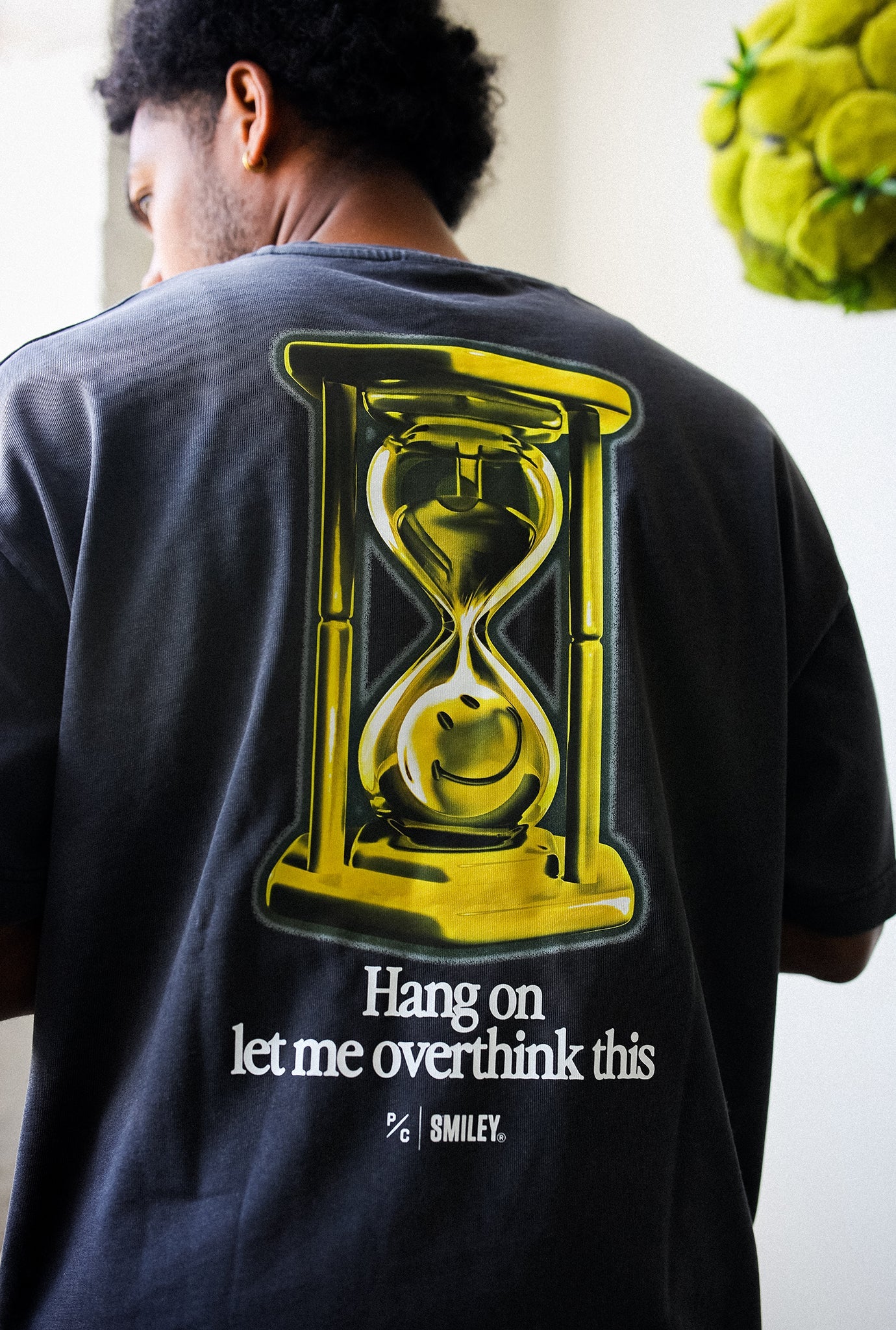 P/C x Smiley®: Hang on Let me Overthink this Heavyweight Garment Dyed T-Shirt - Black