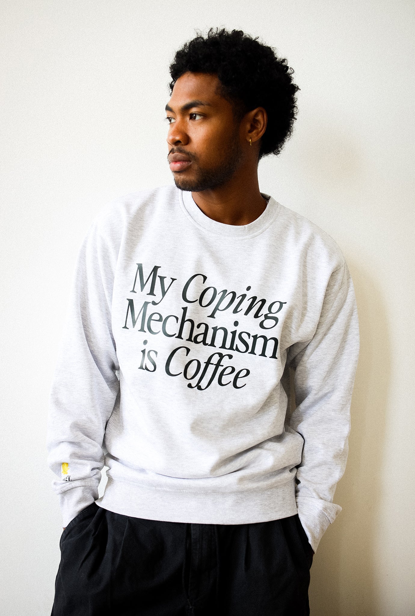 P/C x Smiley®: My Coping Mechanism is Coffee Crewneck - Ash