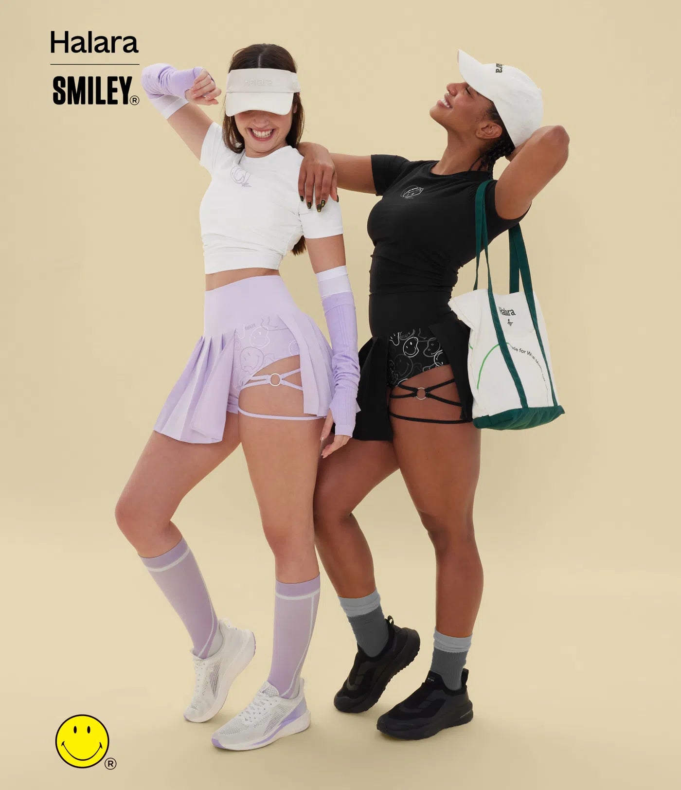 Halara X Smiley® Halara UltraSculpt™ Round Neck Short Sleeve Ruched Skinny Cropped Casual T-Shirt