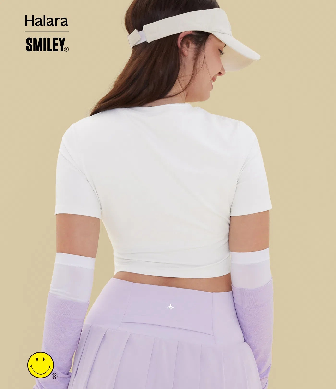 Halara X Smiley® Halara UltraSculpt™ Round Neck Short Sleeve Ruched Skinny Cropped Casual T-Shirt