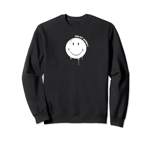 Smiley Originals® Happy Face Drip Paint White Felpa