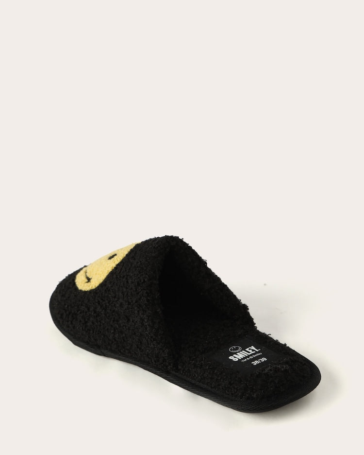 Men's fluffy slippers - black | The Smiley Company