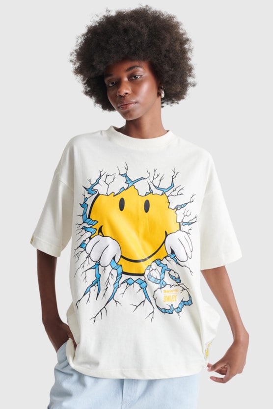 OVERSIZED BAW CRACKED SMILEY® T-SHIRT