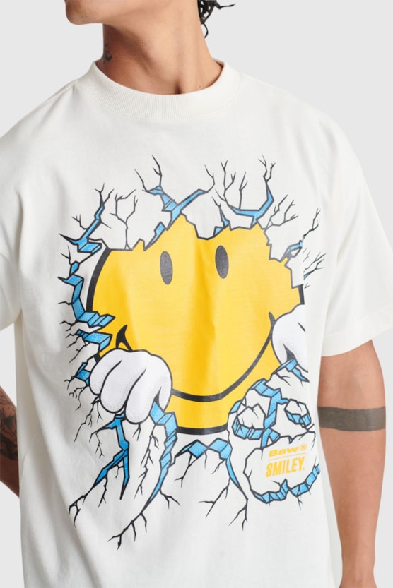 OVERSIZED BAW CRACKED SMILEY® T-SHIRT