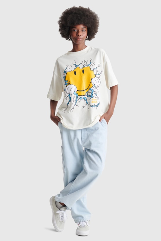OVERSIZED BAW CRACKED SMILEY® T-SHIRT
