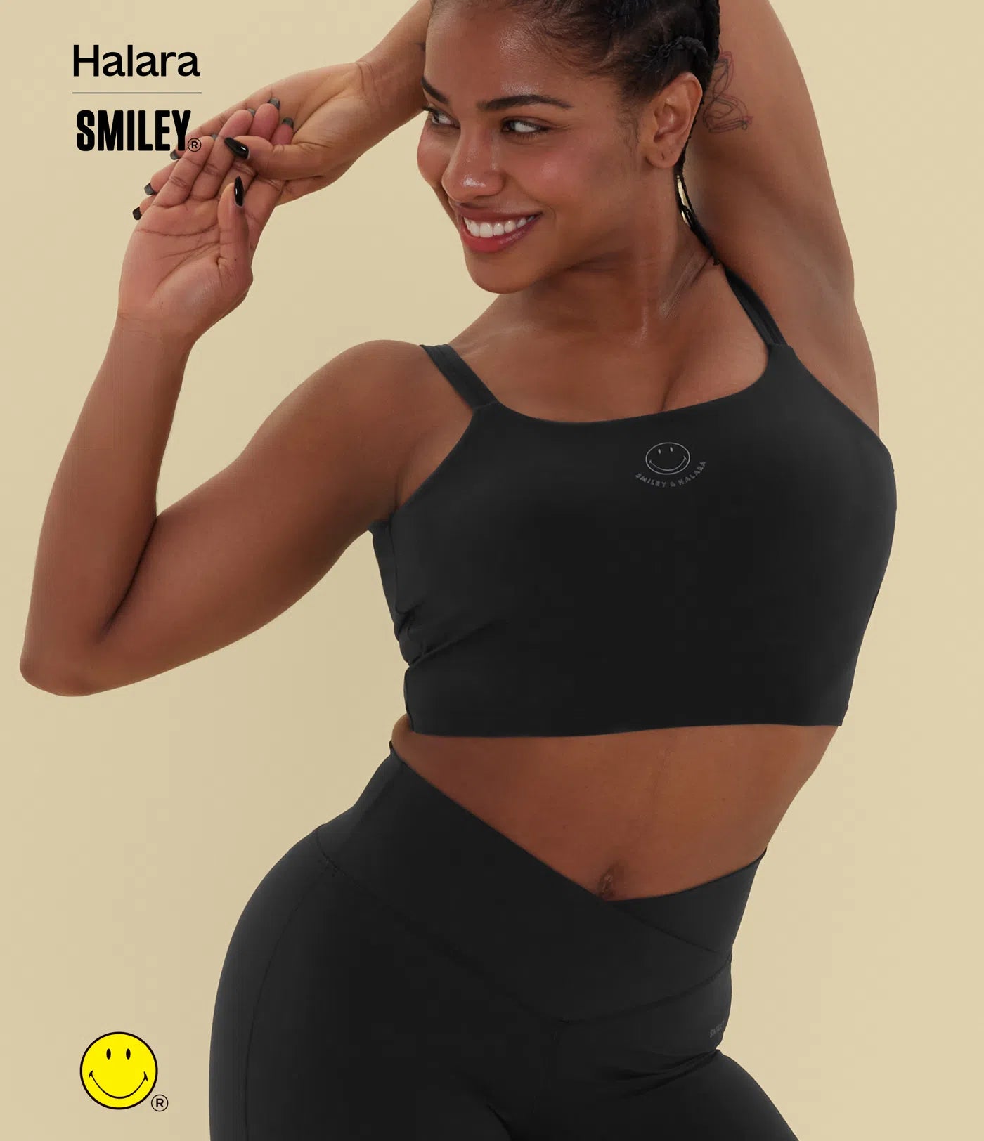 Halara X Smiley® Halara UltraSculpt™ Double Straps Twisted Backless Cropped Yoga Tank Top