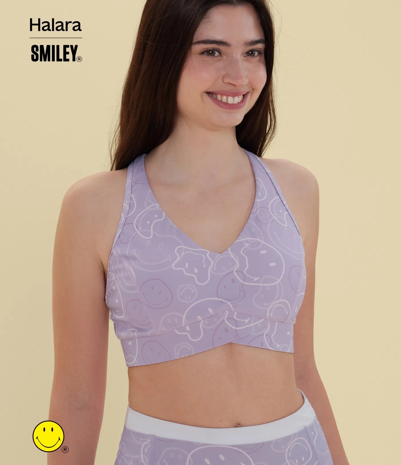 Halara X Smiley® Halara UltraSculpt™ Medium Support V Neck Racerback Training Sports Bra