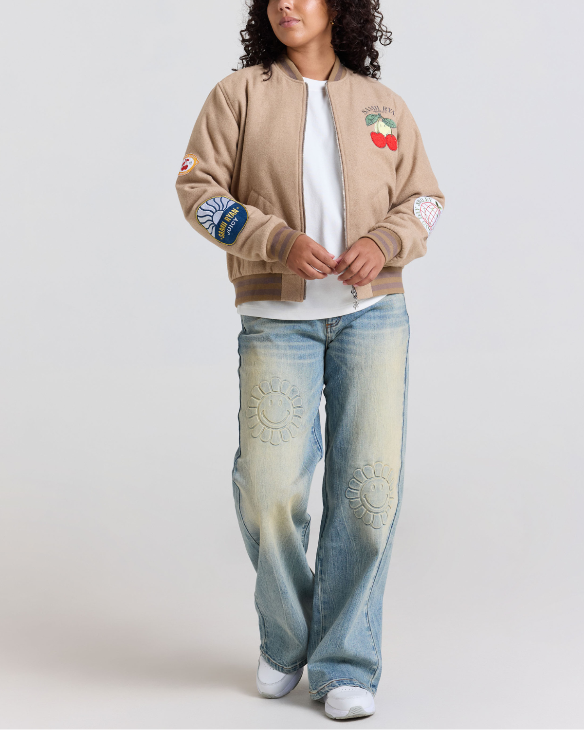 Smiley Freshly Picked Varsity Jacket, Brown