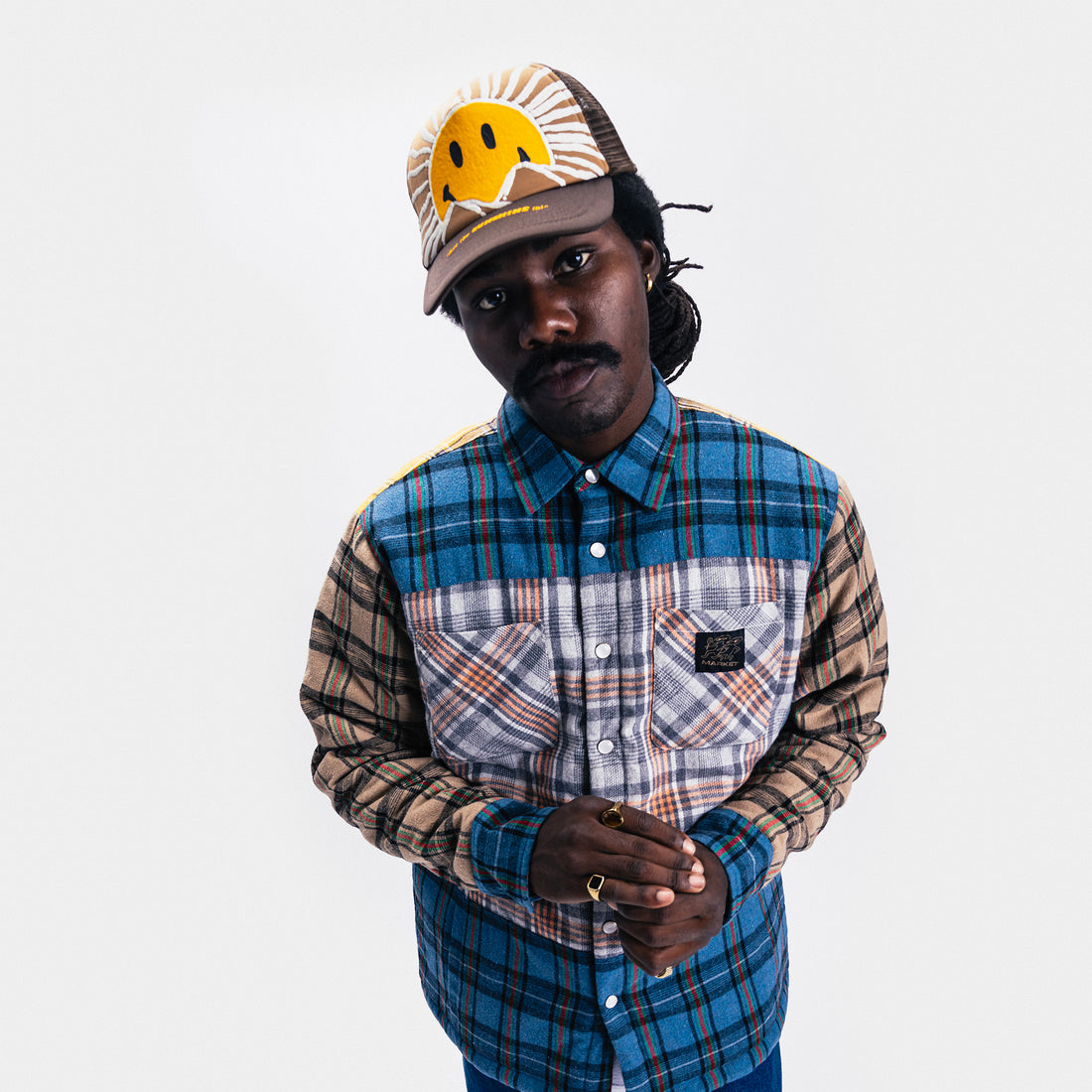 Smiley® Sunrise Trucker Hat Brown Foam Puff Print Cap