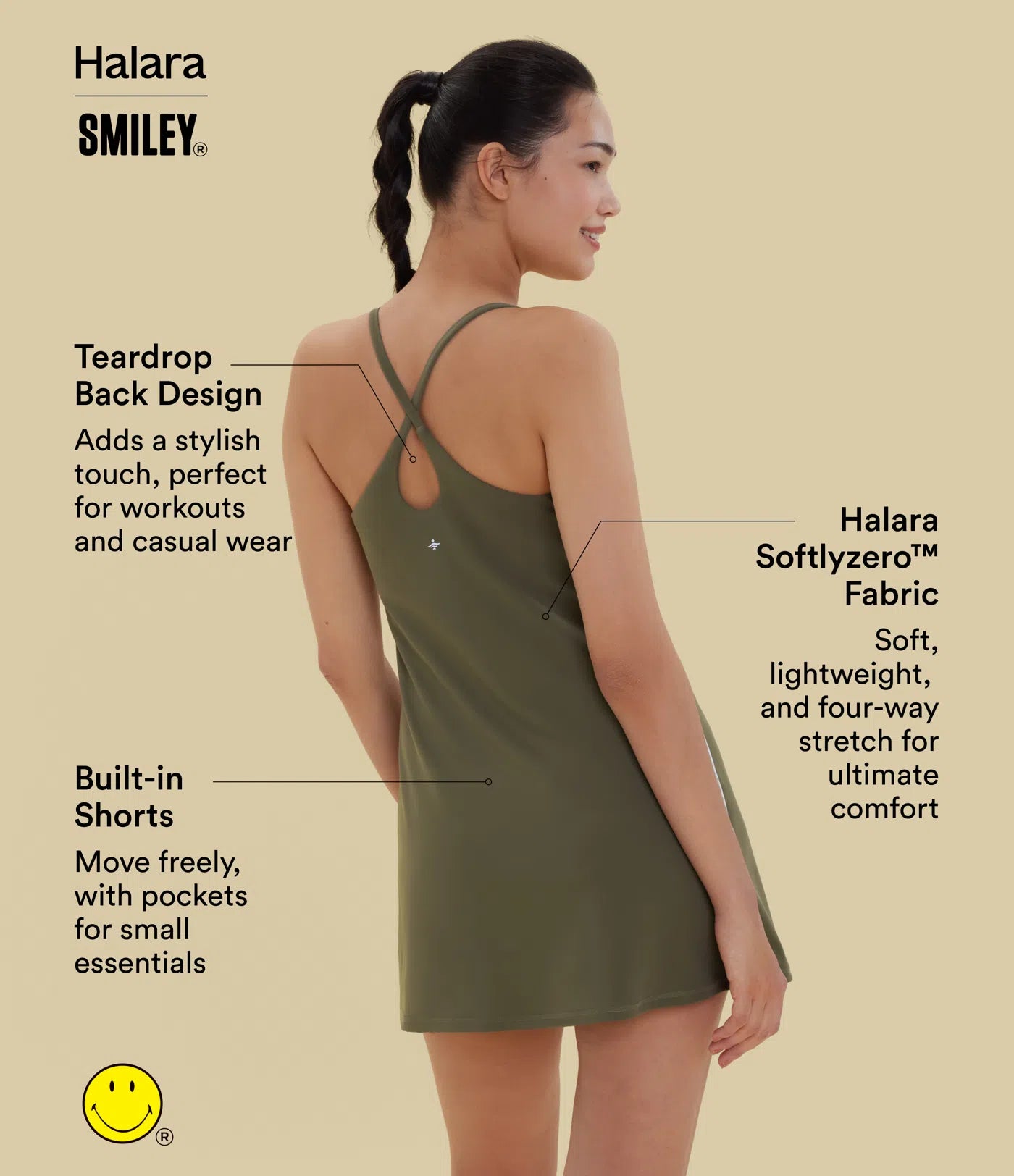 Halara X Smiley SoftlyZero Plush Backless Mini Dance Active Dress-Ea Halara X Smiley SoftlyZero Plush Backless Mini Dance Active Dress-Ea