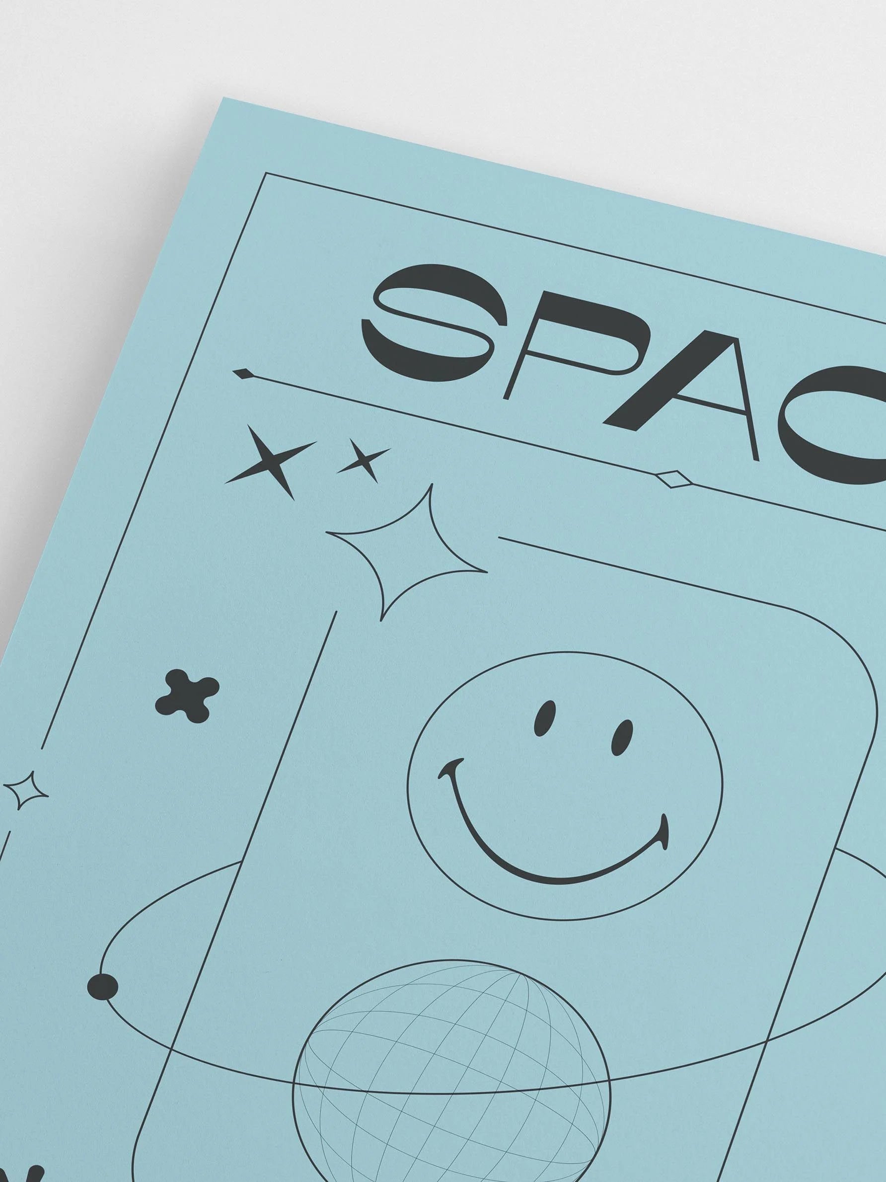 Smiley Space Blue Poster