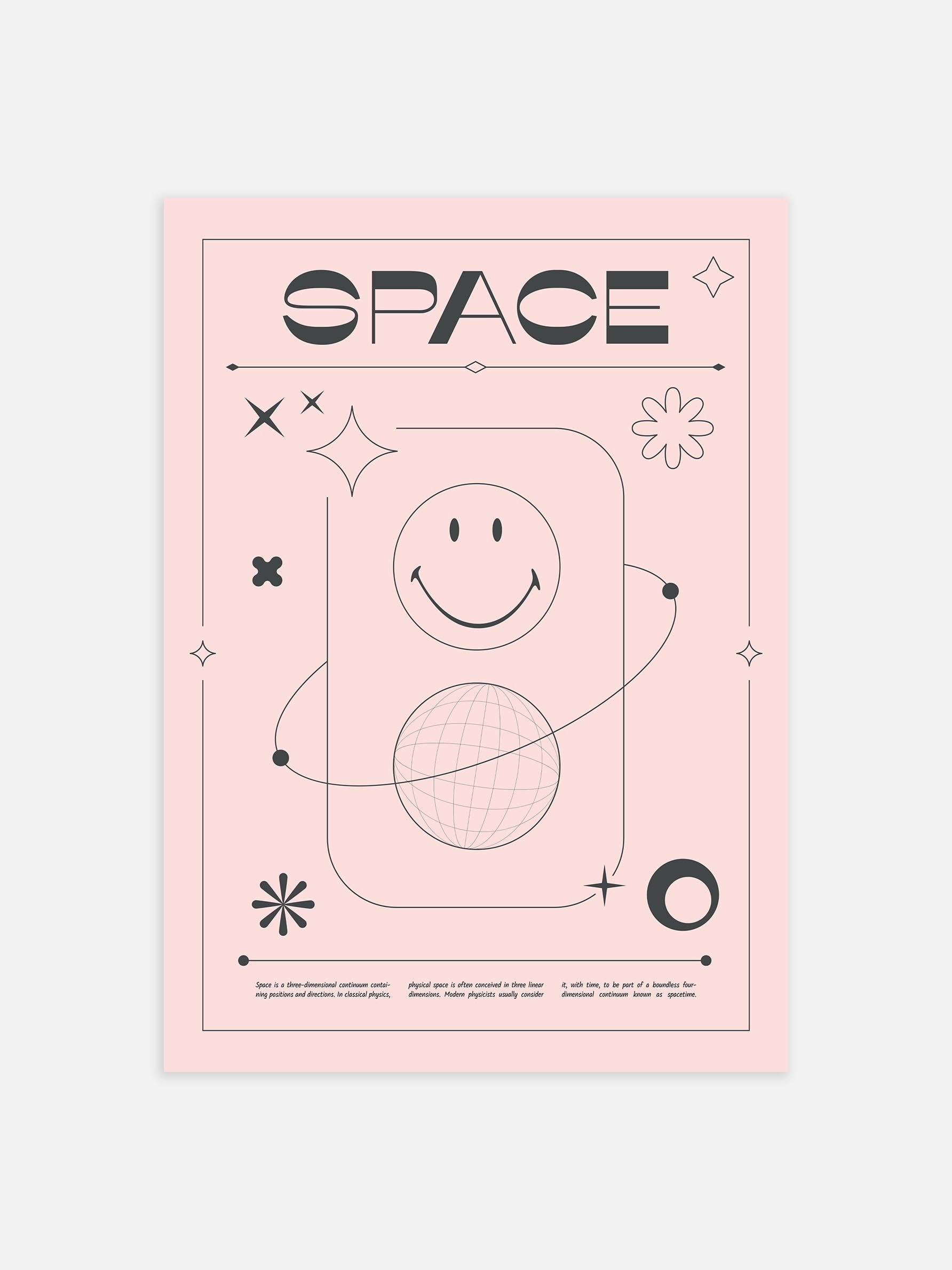 Smiley Space Pink Poster