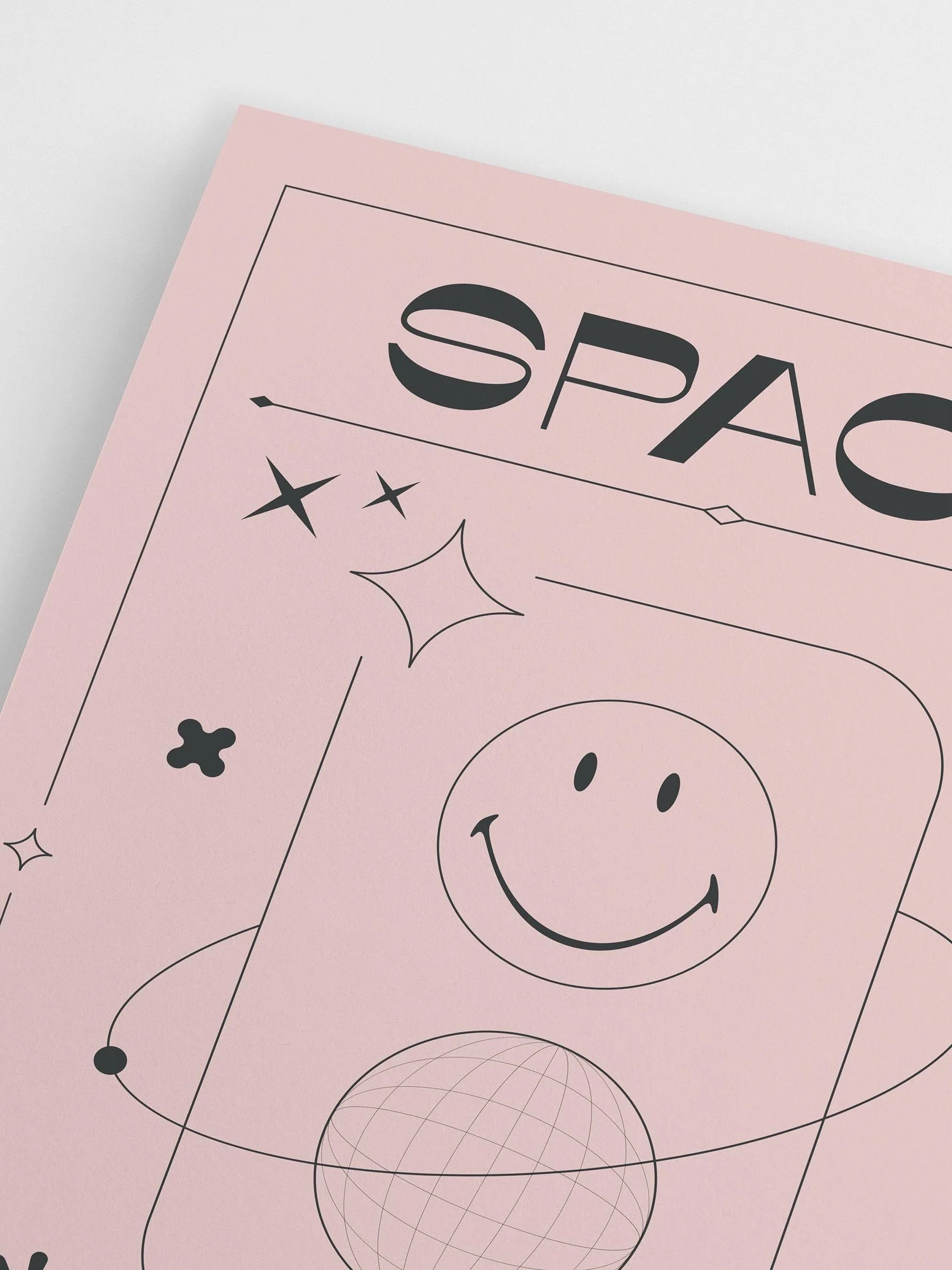 Smiley Space Pink Poster