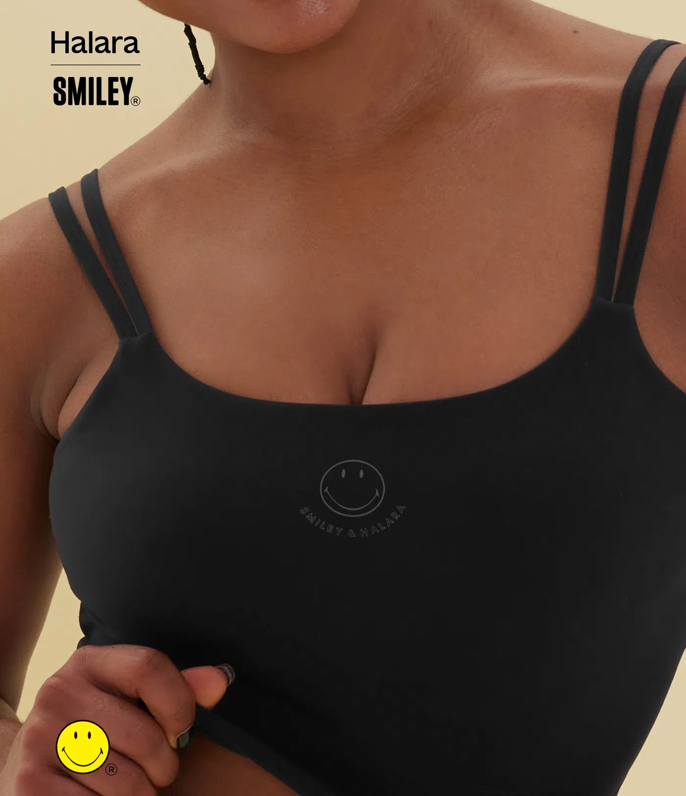 Halara X Smiley® Halara UltraSculpt™ Double Straps Twisted Backless Cropped Yoga Tank Top