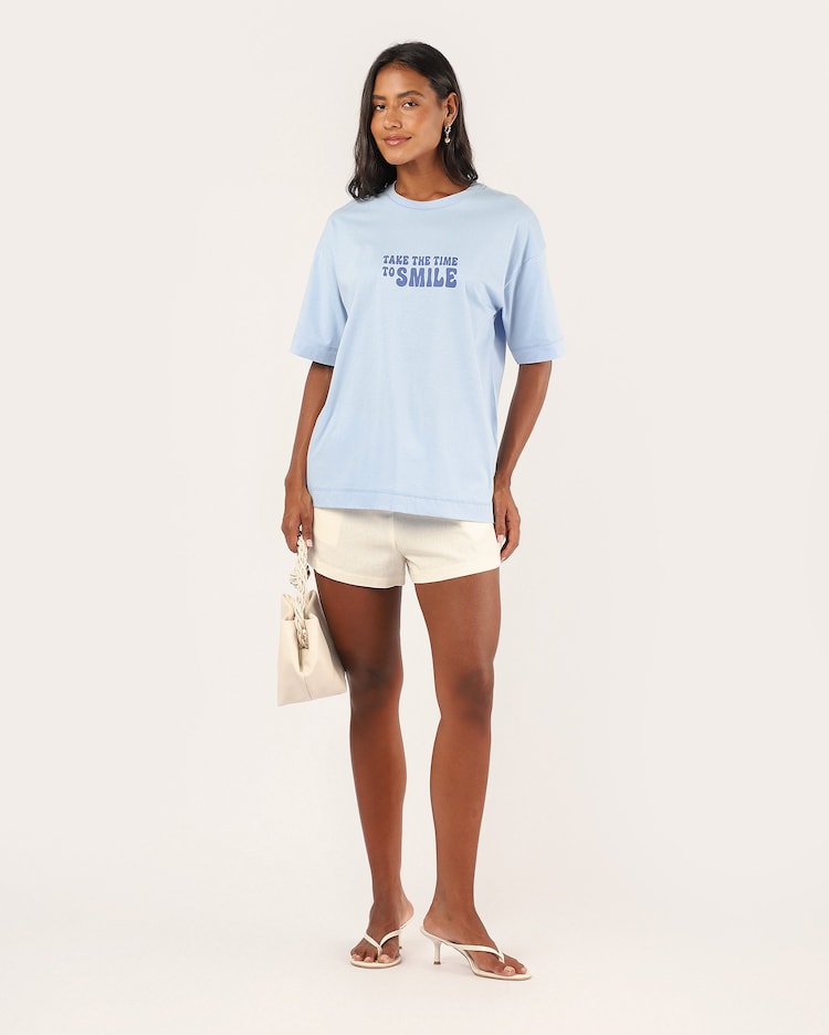 Women's regular lettering t-shirt - blue | The Smiley Company