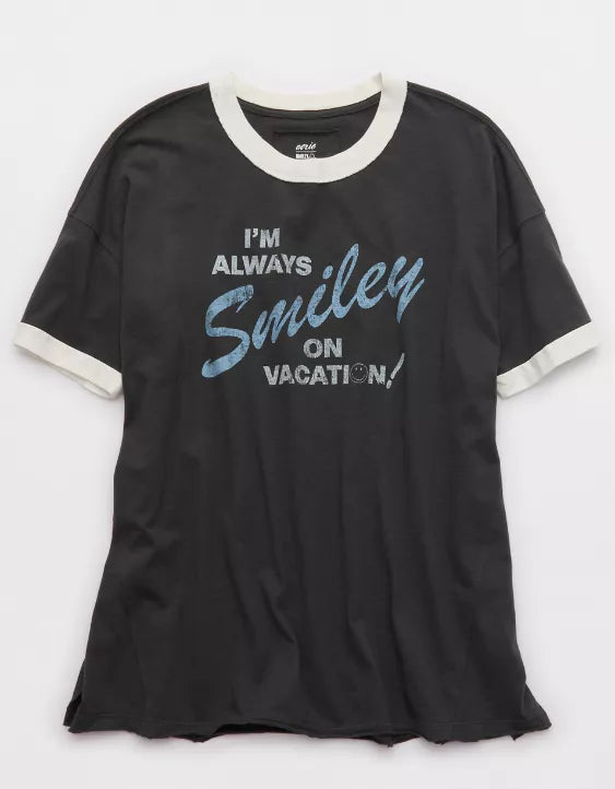 Aerie | Smiley® Oversized Crew Boyfriend T-Shirt