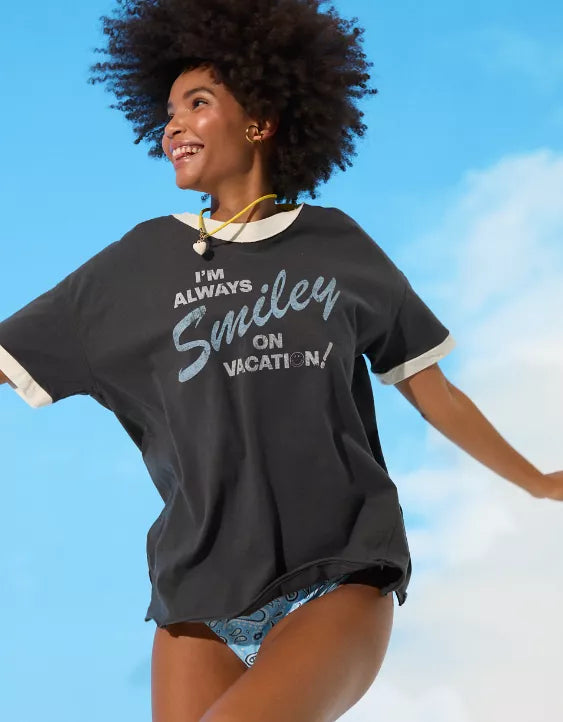 Aerie | Smiley® Oversized Crew Boyfriend T-Shirt