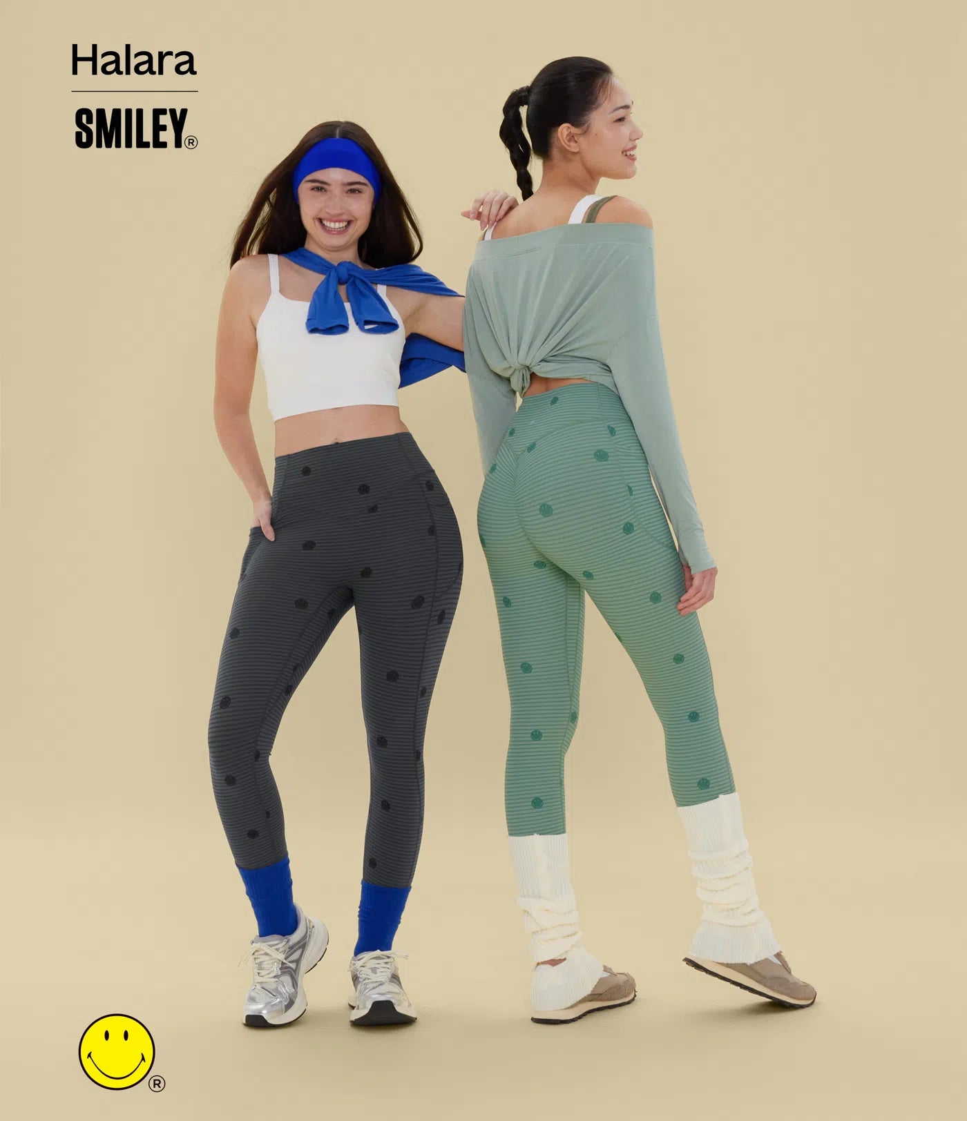 Halara X Smiley® Halara UltraSculpt™ Stripe Print High Waisted Scrunch Butt Lifting Tummy Control Training Leggings with Pockets