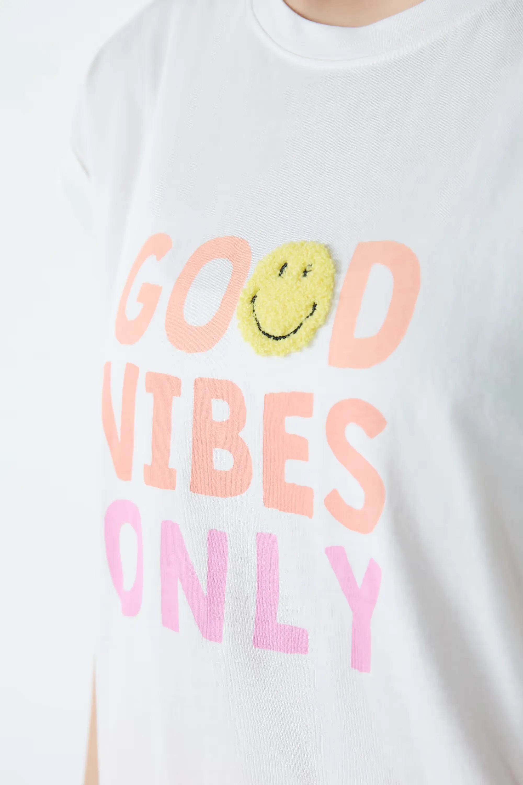 “Good Vibes Only” Short Sleeve Cotton T-Shirt | Etam