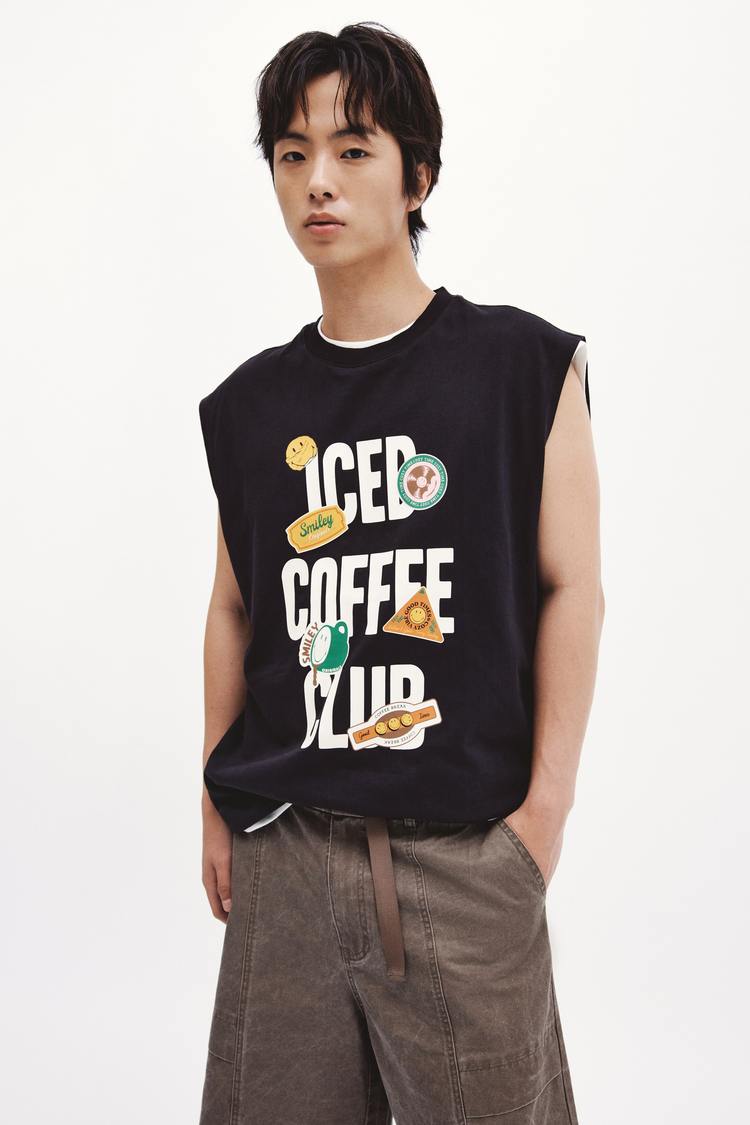 Loose Fit Printed cotton vest top