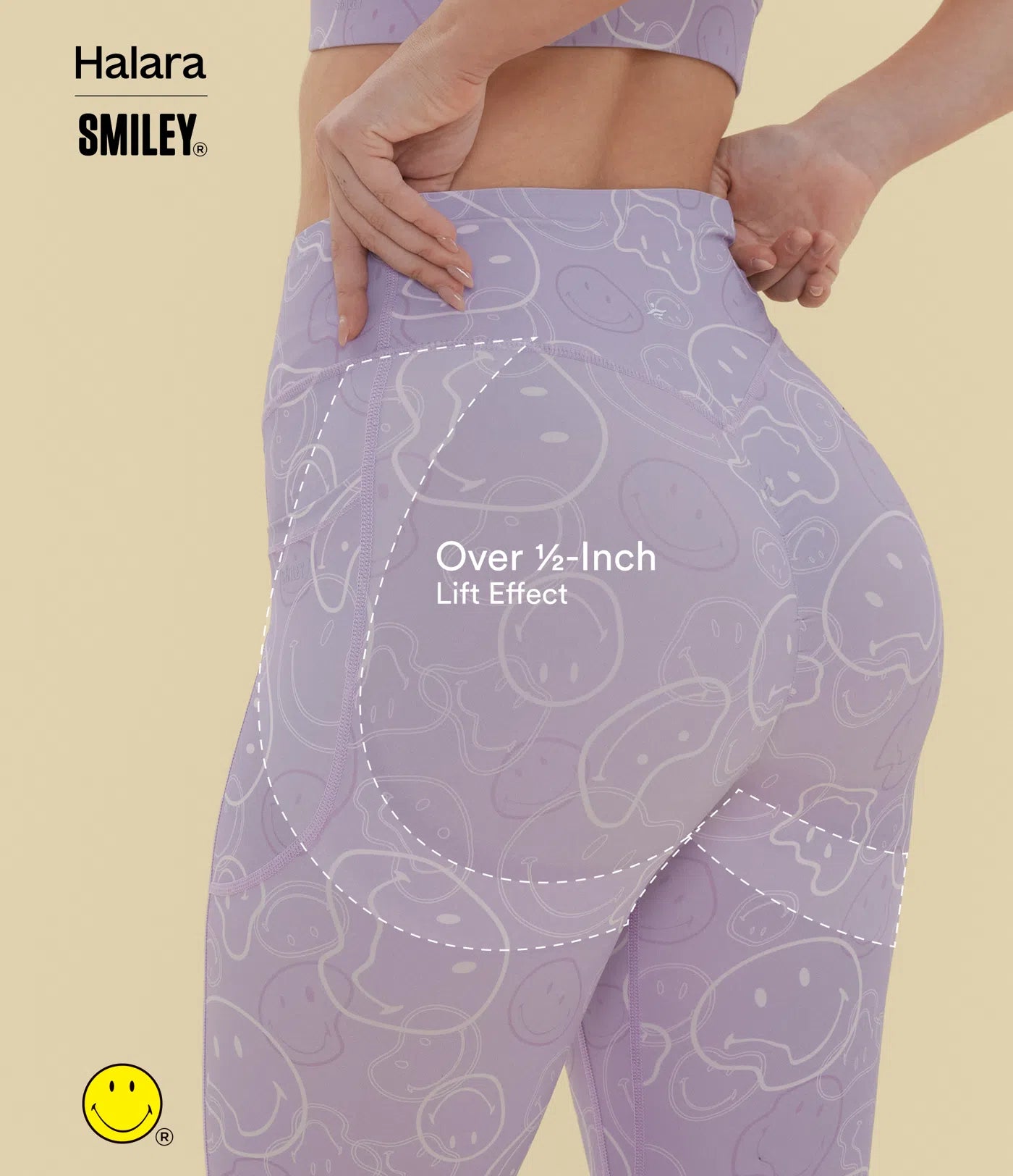 Halara X Smiley® Halara UltraSculpt™ High Waisted Scrunch Butt Lifting Tummy Control Bootcut Training Leggings with Pockets